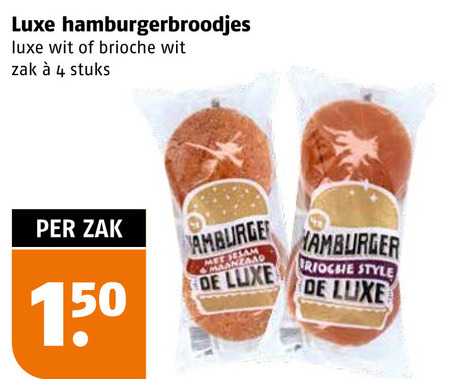 hamburger broodje 4 150 luxe hamburgerbroodjes wit brioche zak stuks style folder aanbieding bij Poiesz