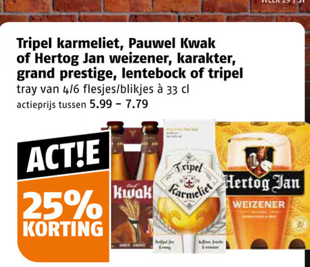 hertog jan karmeliet pauwel kwak karakter grand prestige speciaalbieren 25 33 tripel weizener lentebock tray 4 6 blikjes actieprijs 5.99 folder aanbieding bij Poiesz Hertog Jan Grand Prestige speciaalbier folder aanbieding bij Poiesz - details