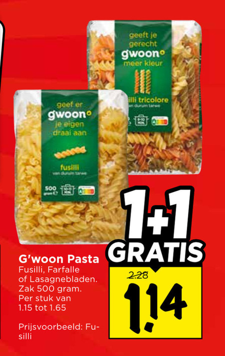 Gwoon   pasta folder aanbieding bij  Vomar - details