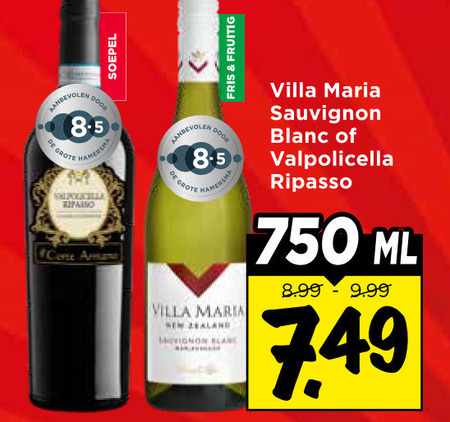 witte wijn rode 750 soepel hamersma cone fris fruitig villa maria new zealand blanc sauvignon valpolicella ripasso ml folder aanbieding bij Vomar