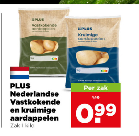 aardappelen 1 100 1000 vastkokende kruimige 1kg nederlandse zak kilo folder aanbieding bij Plus