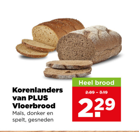brood korenlanders vloerbrood donker spelt gesneden folder aanbieding bij Plus