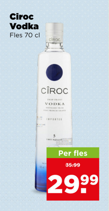 ciroc wodka 5 vodka fles frost fine french grapes imported folder aanbieding bij Plus Ciroc wodka folder aanbieding bij Plus - details