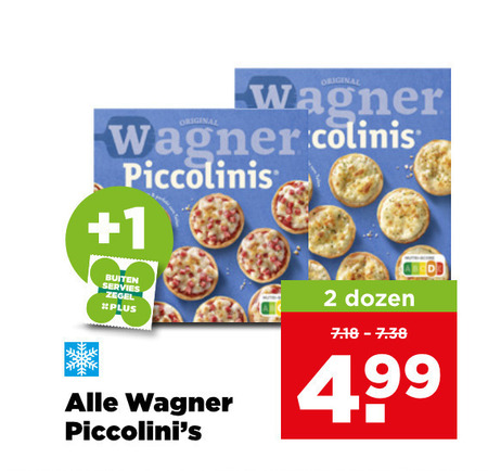 wagner diepvriespizza 2 original piccolinis 1 buiten servies zegel dozen folder aanbieding bij Plus Wagner diepvriespizza folder aanbieding bij Plus - details
