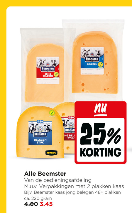 beemster kaasplakken kaas 2 25 premium belegen jong gewicht kilo houdbaar 48 stuk vegetarisch jumbo bell bedieningsafdeling ca. folder aanbieding bij Jumbo Beemster kaasplakken, kaas folder aanbieding bij Jumbo - details