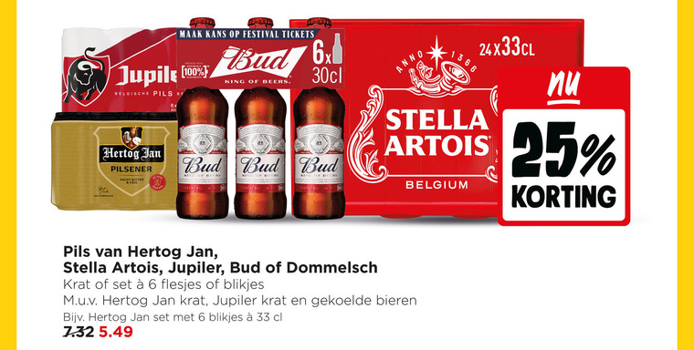 Stella Artois   krat bier, blikje bier folder aanbieding bij  Jumbo - details