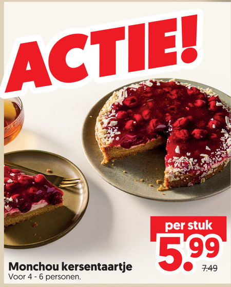 taart monchou kersentaartje personen stuk 5.99 folder aanbieding bij Dekamarkt