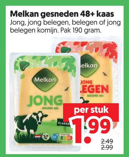 melkan kaasplakken gesneden 48 kaas jong belegen komijn pak goudse stuk folder aanbieding bij Dekamarkt Melkan kaasplakken folder aanbieding bij Dekamarkt - details