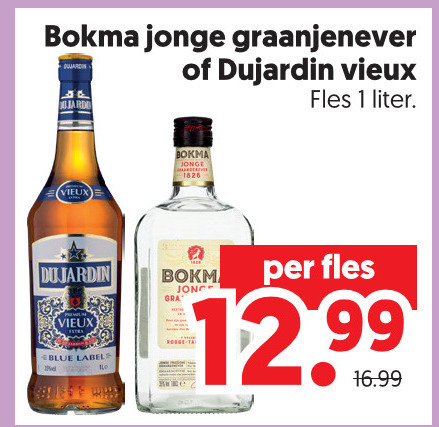bokma dujardin vieux jenever 1 jonge graanjenever fles liter blue label jong folder aanbieding bij Dekamarkt Dujardin jenever, vieux folder aanbieding bij Dekamarkt - details