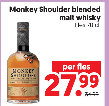 Monkey Shoulder   whisky folder aanbieding bij  Dekamarkt - details