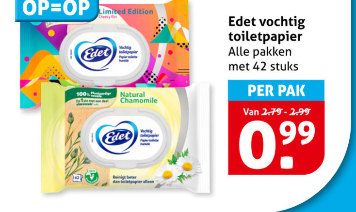 Edet   vochtig toiletpapier folder aanbieding bij  Hoogvliet - details
