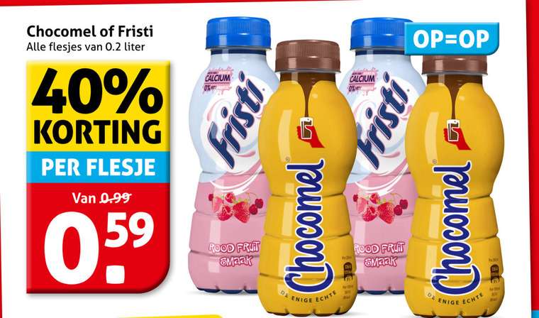 Fristi   drinkyoghurt, chocolademelk folder aanbieding bij  Hoogvliet - details