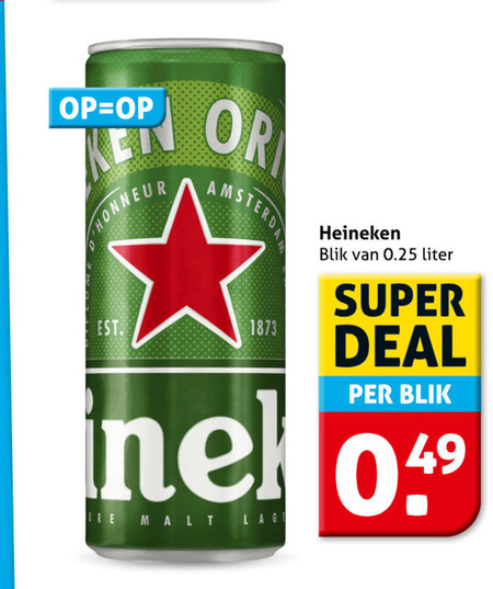 heineken blikjes bier honneur blik 0.25 liter super deal malt folder aanbieding bij Hoogvliet Heineken blikje bier folder aanbieding bij Hoogvliet - details