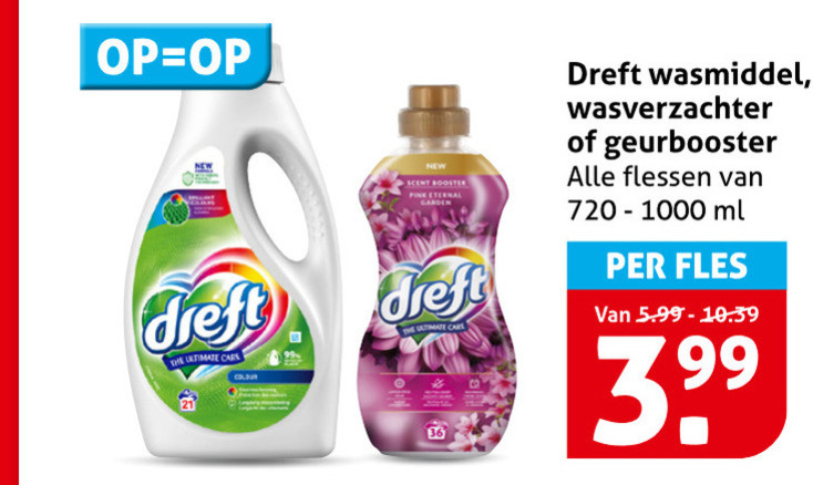 Dreft   wasverzachter, wasmiddel folder aanbieding bij  Hoogvliet - details
