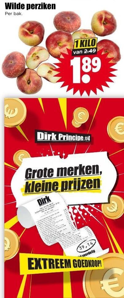 wilde perziken 1 4 10 bak kilo principe merken kleine 14 extreem folder aanbieding bij Dirk