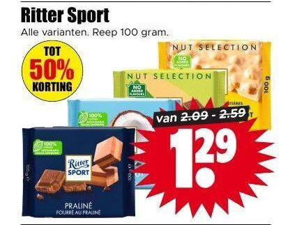 Ritter Sport   chocolade folder aanbieding bij  Dirk - details