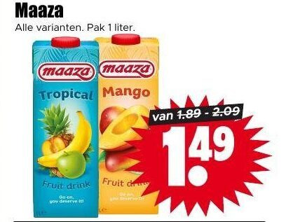 Maaza   fruitdrank folder aanbieding bij  Dirk - details