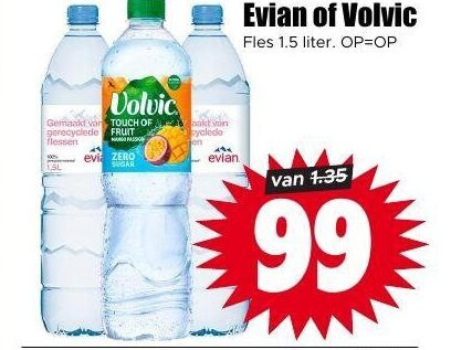 Evian   mineraalwater folder aanbieding bij  Dirk - details