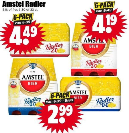 Amstel   radler bier folder aanbieding bij  Dirk - details