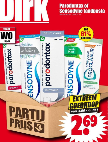 Sensodyne   tandpasta folder aanbieding bij  Dirk - details