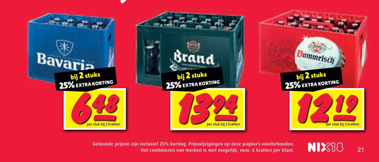 dommelsch brand bavaria krat bier 2 6 12 25 stuks stuk kratten voorbehouden combineren merken nix18 folder aanbieding bij Nettorama Bavaria krat bier folder aanbieding bij Nettorama - details