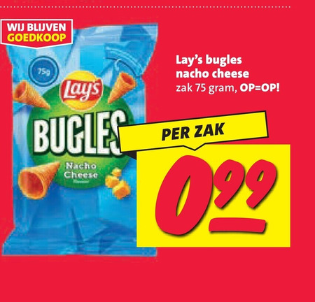 lays zoutjes 99 bugles nacho cheese zak folder aanbieding bij Nettorama Lays zoutje folder aanbieding bij Nettorama - details