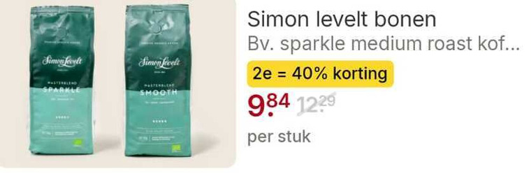 simon levelt koffiebonen 40 smooth bonen sparkle medium roast 2e stuk folder aanbieding bij Picnic Simon Levelt koffiebonen folder aanbieding bij Picnic - details