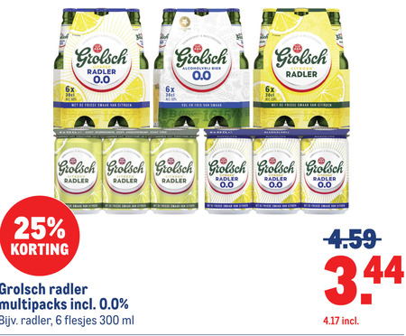 grolsch radler bier 6 25 300 00 6x 0.0 meesterschap citroen frisse alcoholvrij peter fris be dommelsch 2.0 vruchtensap multipacks ml folder aanbieding bij Makro Grolsch radler bier folder aanbieding bij Makro - details