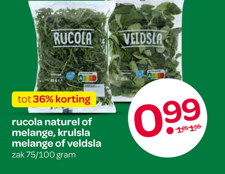 rucola 36 veldsla naturel melange krulsla zak 100 folder aanbieding bij Spar