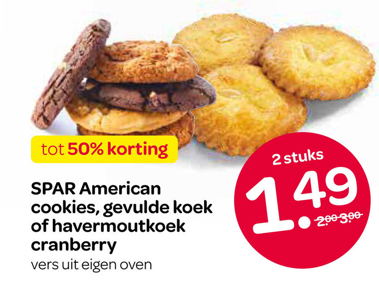 koeken gevulde 2 50 american koek havermoutkoek cranberry vers oven stuks folder aanbieding bij Spar
