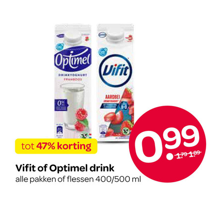 vifit optimel drinkyoghurt aardbei drink pakken flessen 400 500 ml folder aanbieding bij Spar Vifit drinkyoghurt folder aanbieding bij Spar - details
