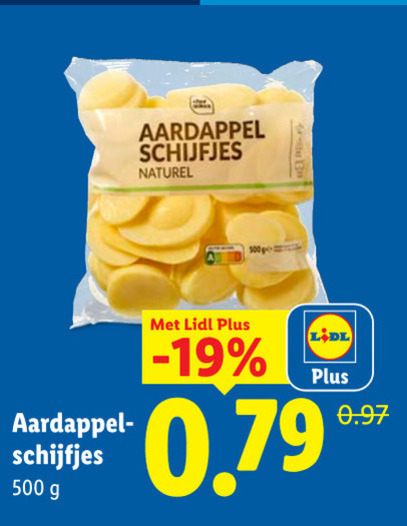 aardappelschijfjes 500 aardappel schijfjes naturel folder aanbieding bij Lidl
