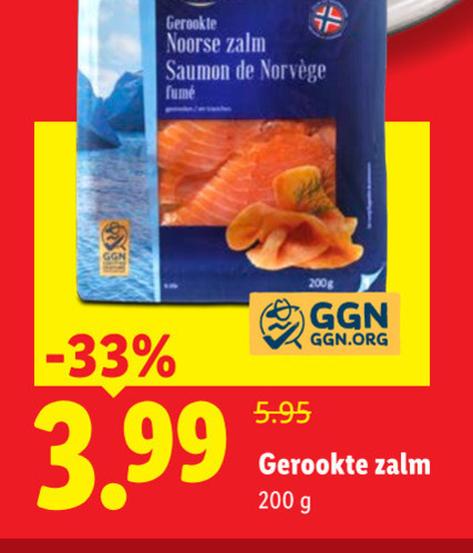 gerookte zalmfilet 200 noorse zalm saumon 3.99 folder aanbieding bij Lidl