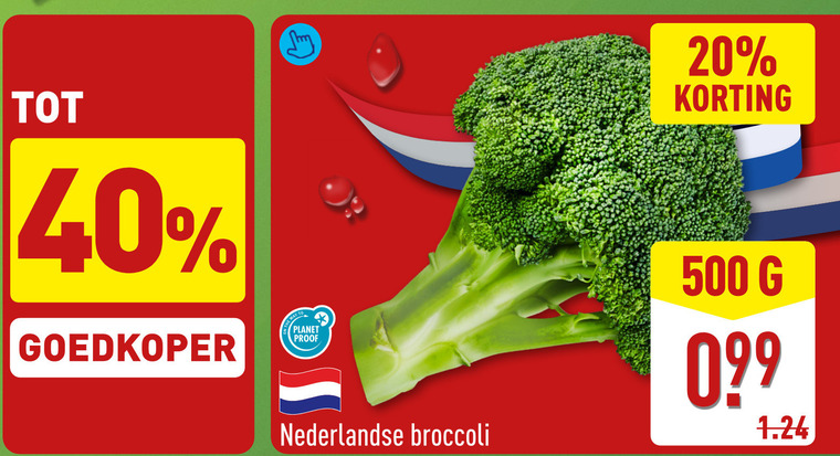 broccoli 20 40 500 goedkoper to planet proof nederlandse folder aanbieding bij Aldi
