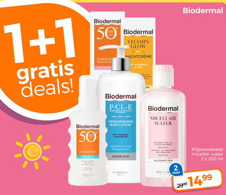 Biodermal   bodylotion, zonnebrandolie folder aanbieding bij  Trekpleister - details