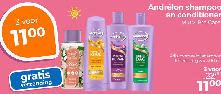 andrelon conditioner shampoo 3 4 400 pro nature krul verzorgende krullend golvend haar wood arganolie intense repair schade keratine dag schoon fris reinigt verzending coco curl creation veerkrachtige krullen care iedere ml folder aanbieding bij Trekpleister Andrelon conditioner, shampoo folder aanbieding bij Trekpleister - details