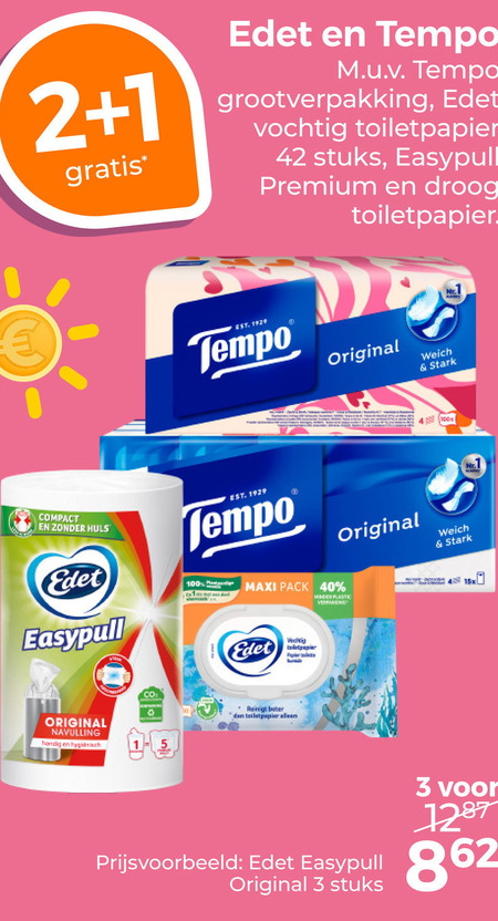 Edet   zakdoek, vochtig toiletpapier folder aanbieding bij  Trekpleister - details