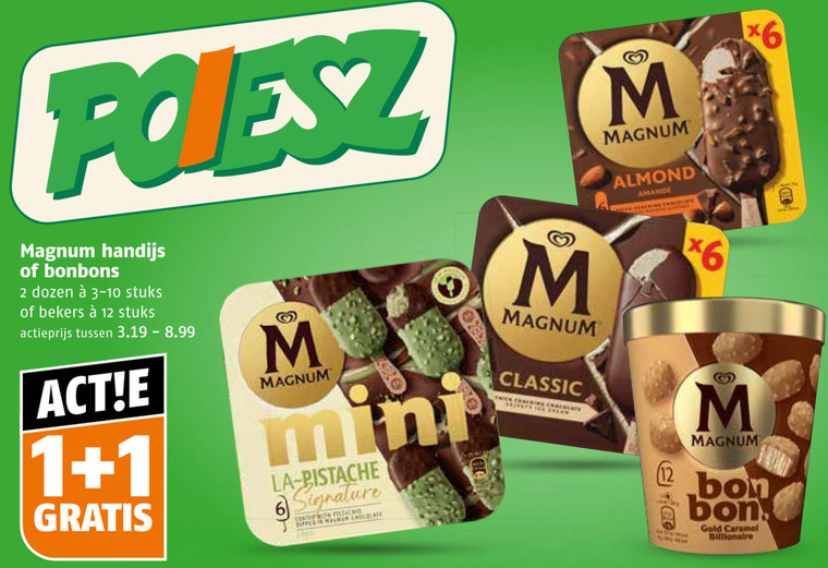 Magnum   ijslollies folder aanbieding bij  Poiesz - details