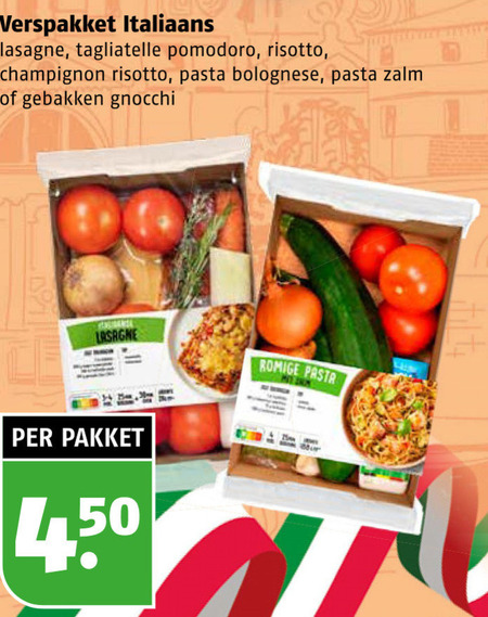 groentenpakket verspakket italiaans lasagne tagliatelle pomodoro risotto champignon pasta bolognese zalm gebakken gnocchi romige pakket 4 50 folder aanbieding bij Poiesz