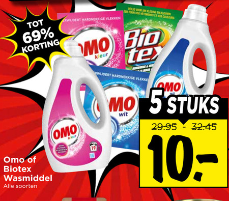 biotex omo wasmiddel handwasmiddel 5 19 69 verwijdert hardnekkige vlekken kleur soorten schoon veilig kleding pour vos vetements couleurs bio stuks wit folder aanbieding bij Vomar Omo handwasmiddel, wasmiddel folder aanbieding bij Vomar - details