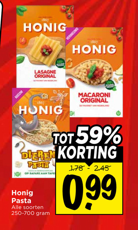 Honig   pasta, lasagnebladen folder aanbieding bij  Vomar - details