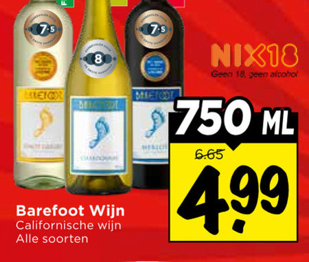Barefoot   rode wijn, witte wijn folder aanbieding bij  Vomar - details