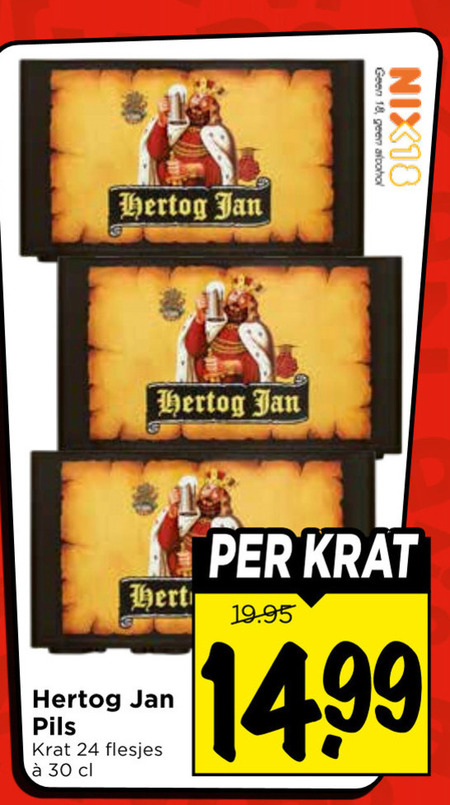hertog jan krat bier 18 24 30 alcohol nix18 hert pils folder aanbieding bij Vomar Hertog Jan krat bier folder aanbieding bij Vomar - details