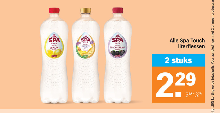 spa en fruit fruitdrank 2 25 real touch passion lan blackcurrant literflessen stuks productvarianten folder aanbieding bij Albert Heijn Spa en Fruit fruitdrank folder aanbieding bij Albert Heijn - details