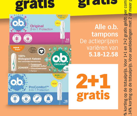 O.B.   tampons folder aanbieding bij  Albert&nbsp;Heijn - details