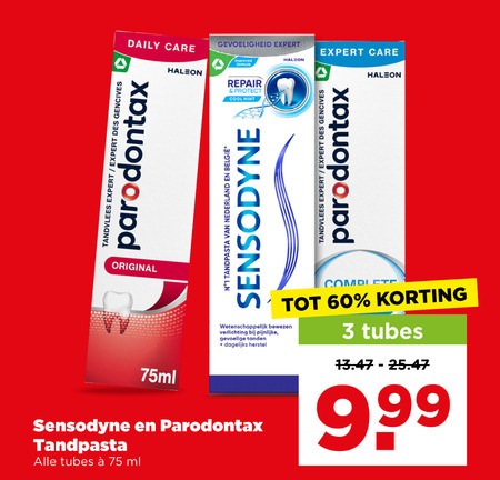 Paradontax   tandpasta folder aanbieding bij  Plus - details