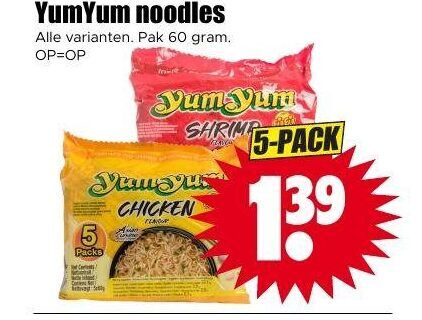 yum noodles 5 60 yumyum pak shrimp chicken pack folder aanbieding bij Dirk Yum Yum noodles folder aanbieding bij Dirk - details