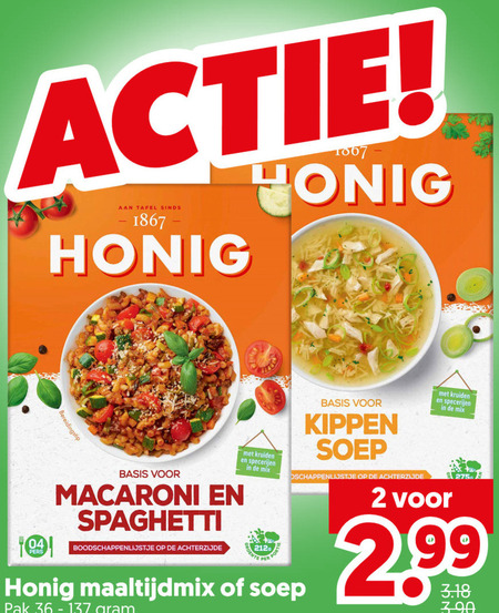 Honig   maaltijdmix, soep folder aanbieding bij  Dekamarkt - details