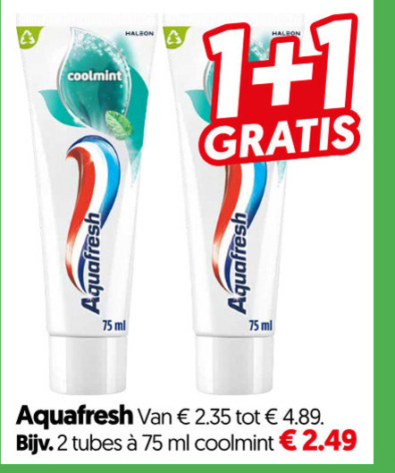 Aquafresh   tandpasta folder aanbieding bij  Dekamarkt - details