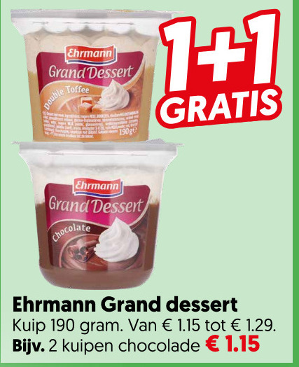 ehrmann toetje 1 2 grand dessert double toffee chocolate kuip chocolade folder aanbieding bij Dekamarkt Ehrmann toetje folder aanbieding bij Dekamarkt - details